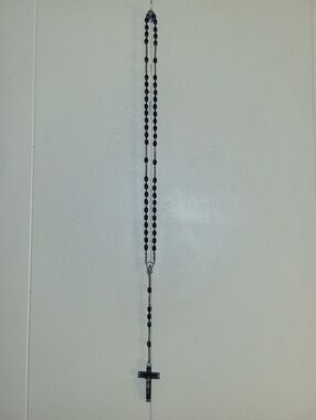 Ebony Wood Bead Italy Stamped Vintage 925 Rosary